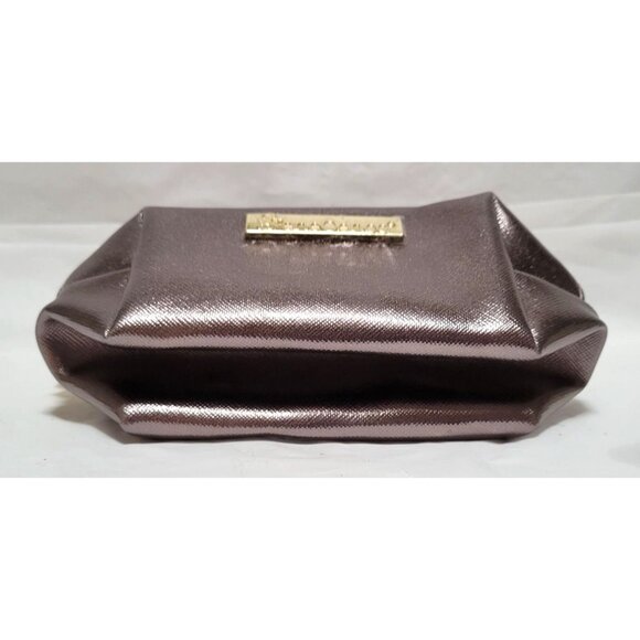 SeneGence Metallic Gun Metal Cosmetic Makeup Bag With Gold Zipper - Picture 2 of 7